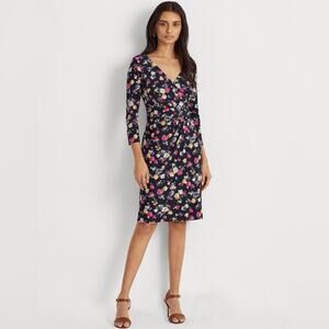 Lauren Ralph Lauren Cleora Floral Jersey Surplice‎ Dress Size 10